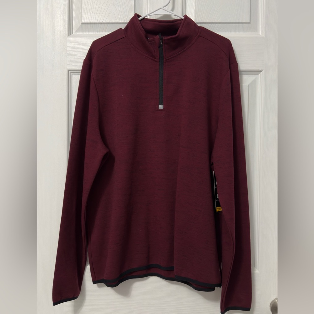 ZELOS Men's Maroon Zip-Up Sweater